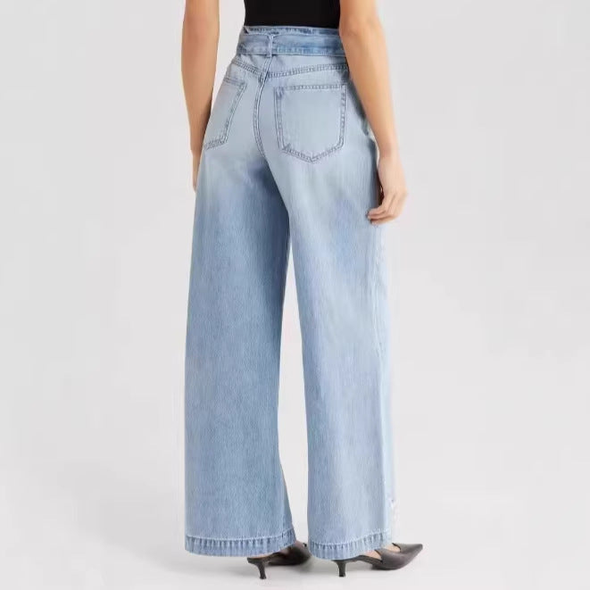 Blue Waist Belt Tie Up Denim