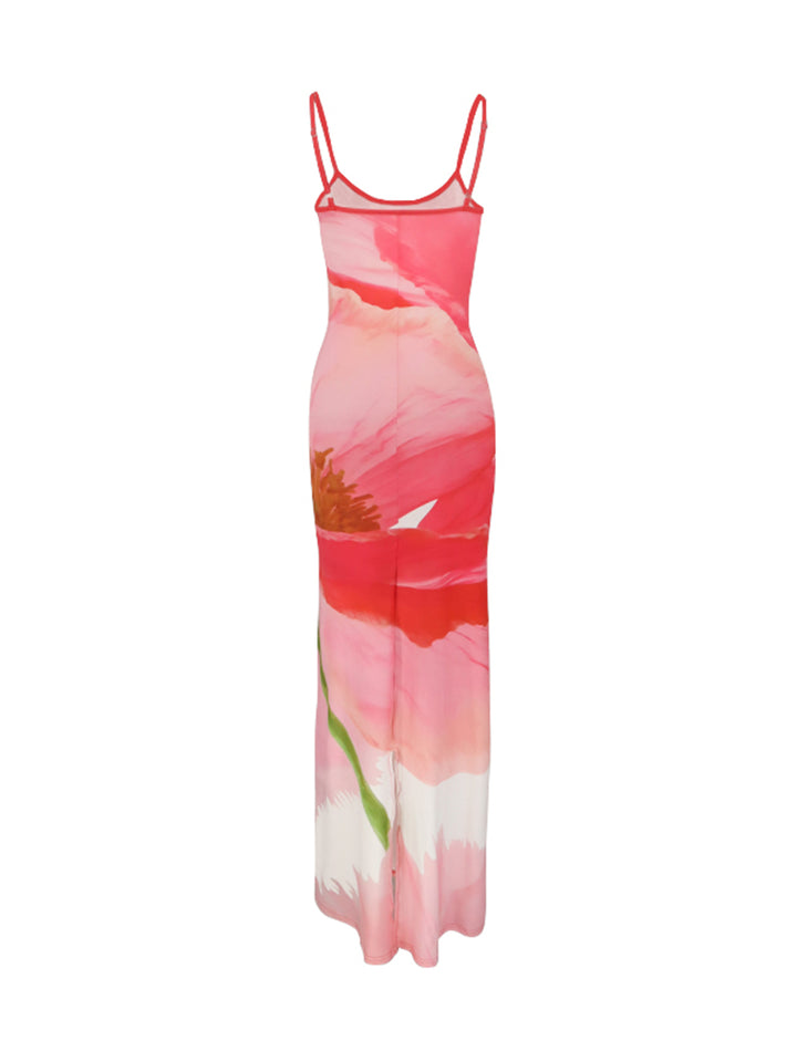 Red Bold Floral Print Dress
