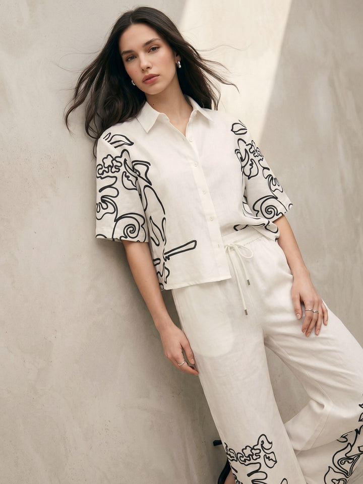 Off White Contrast Placement Print Co-Ord Set