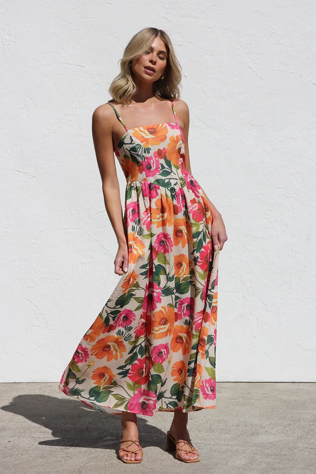 Multi Strappy Floral Printed Vacation Dress