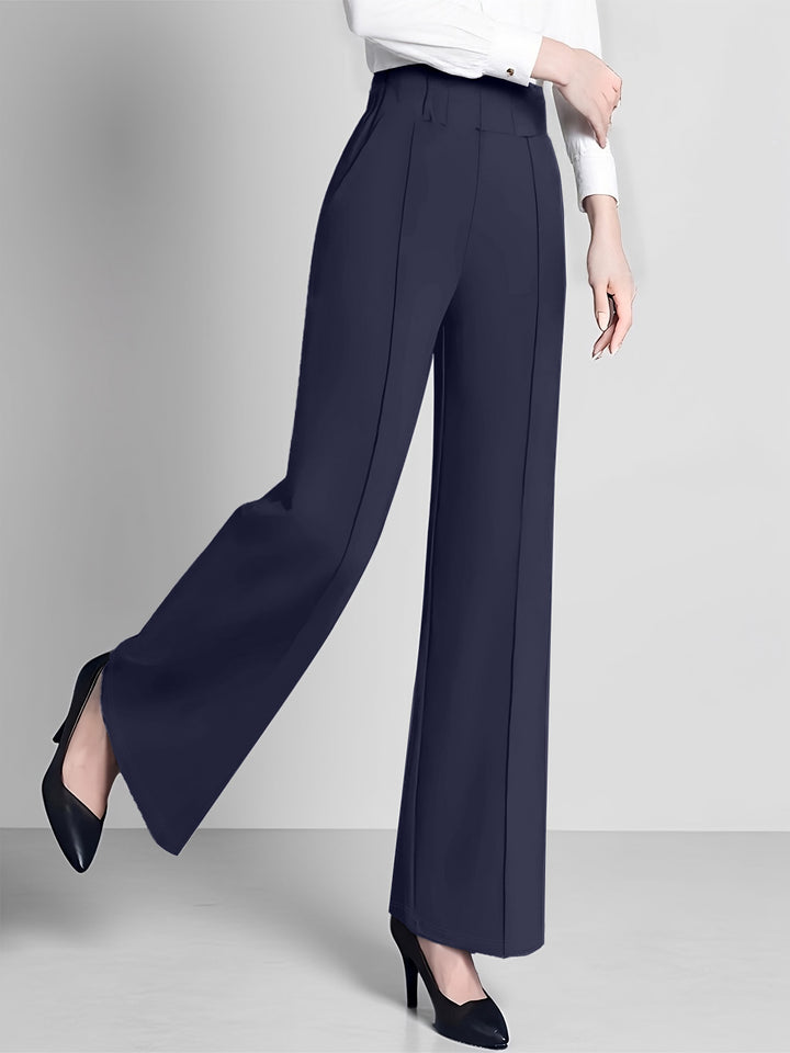 Navy Blue Solid Wide Leg Pant