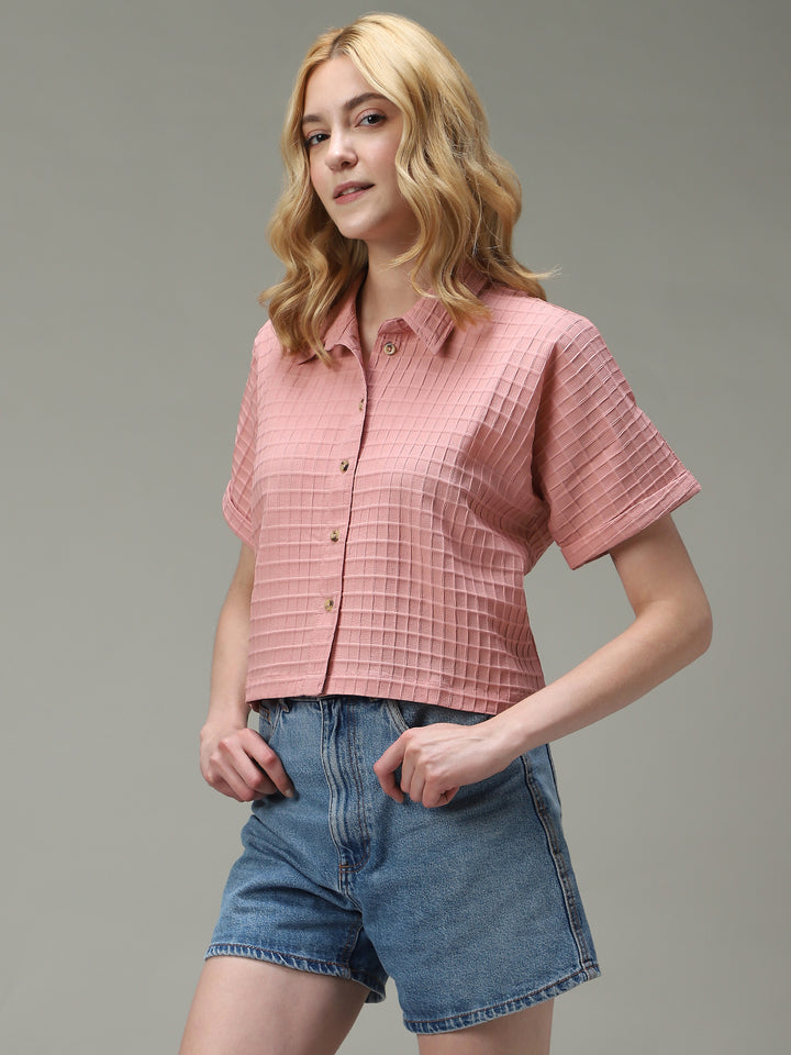Pink Cropped Flowy Shirt