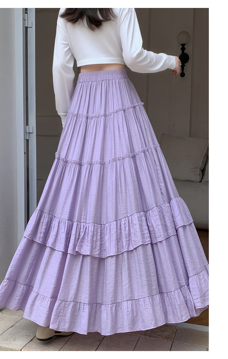 Lilac Textured Layered Ruffled Skirt