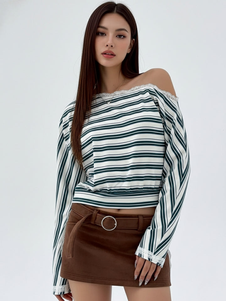 White One Shoulder Striped Top