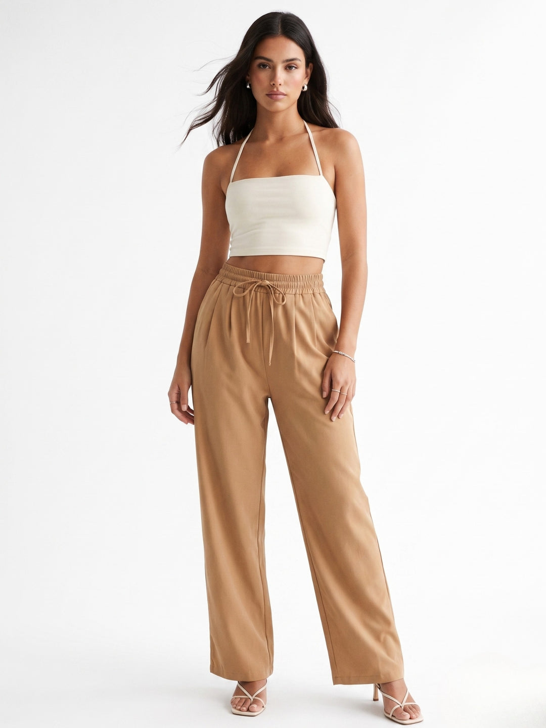 Brown High Waist Wide Leg Pant