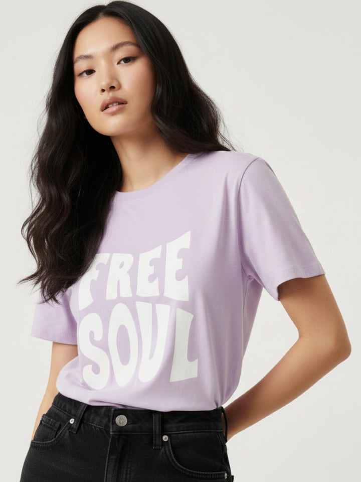 Lilac Regular Fit Graphic Tshirt