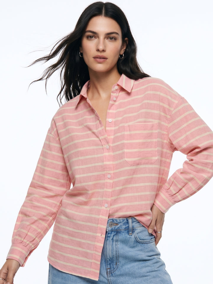 Pink Button Down Striped Shirt