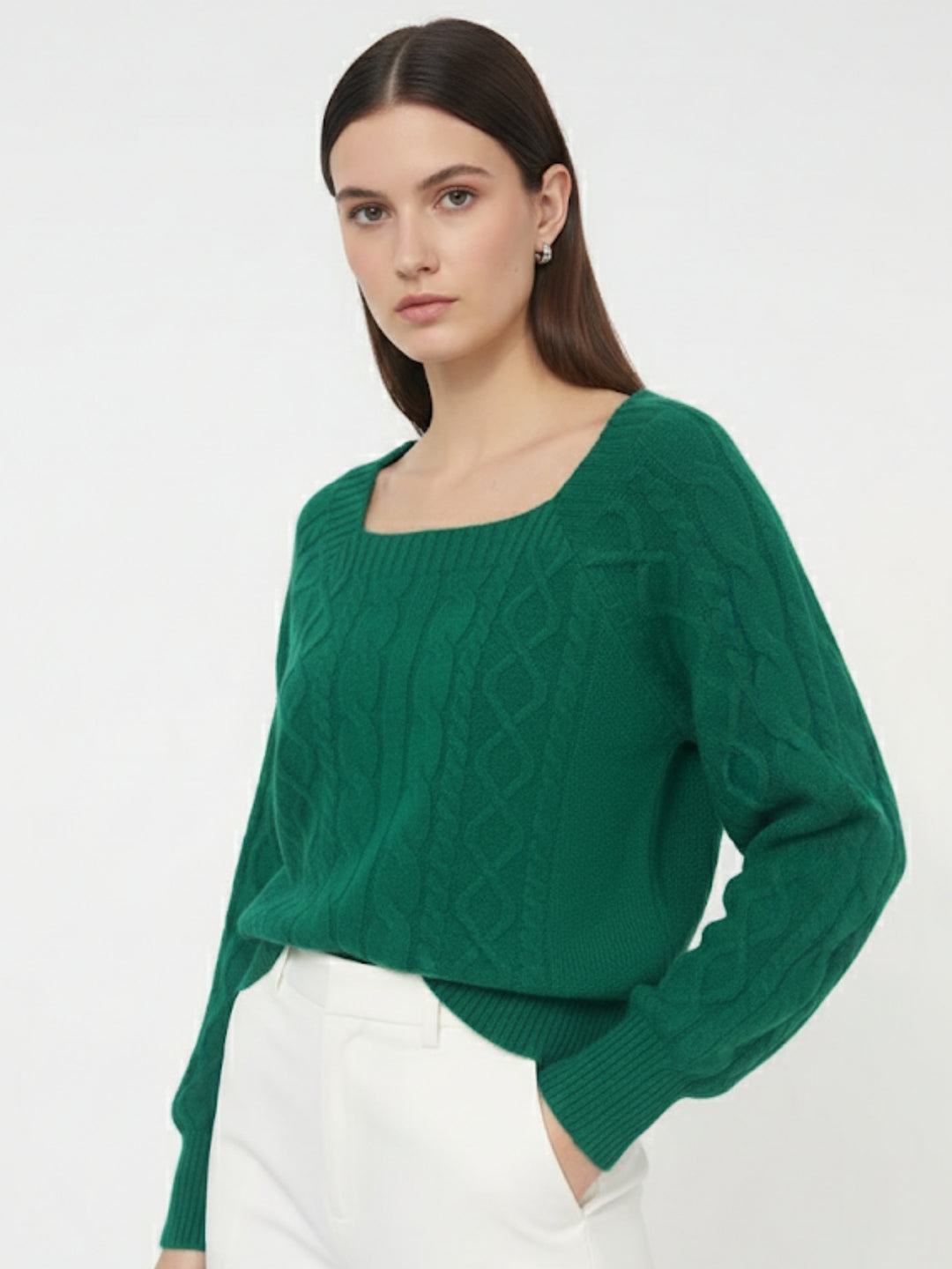 Green Full Sleeve Round Neck Sweater