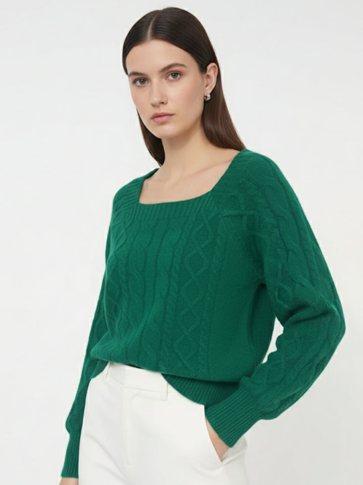 Green Full Sleeve Round Neck Sweater