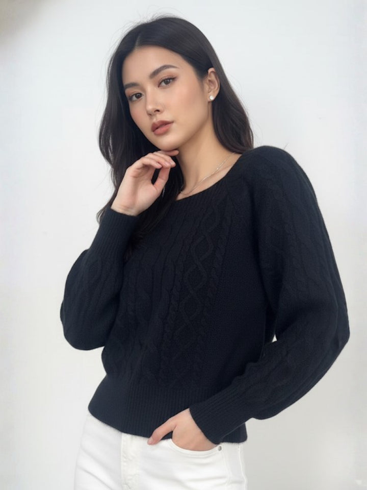 Black Full Sleeve Round Neck Sweater