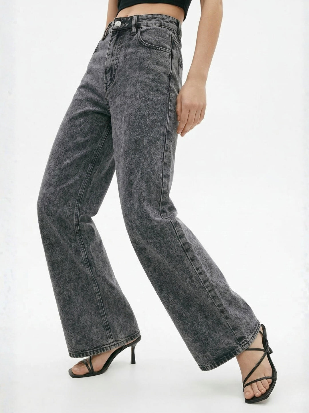 Dark grey High Waist Wide Leg Jeans