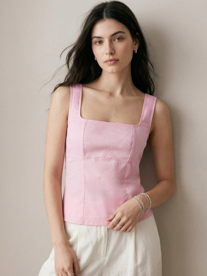 Pink Back Bow Tank Top