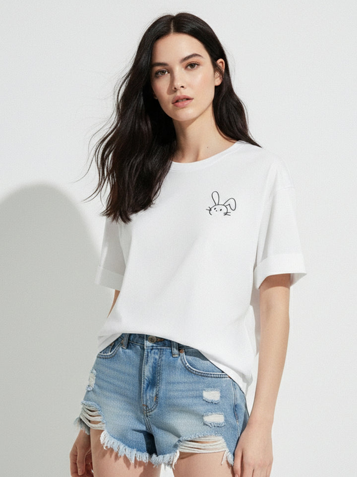 White Graphic Print Tshirt