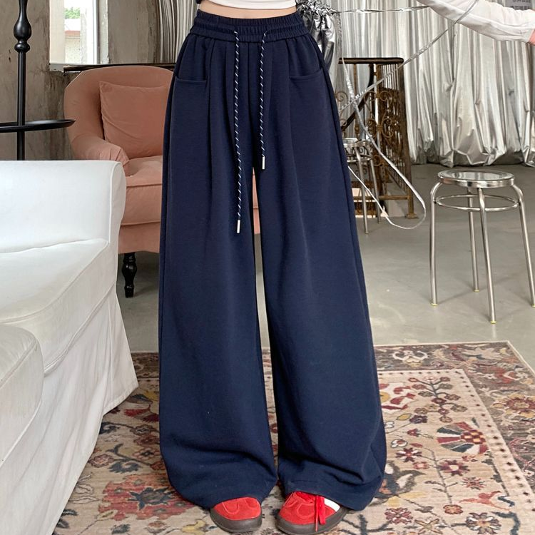 Navy Blue Solid High Waist Jogger