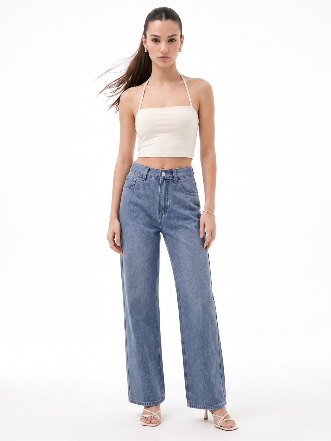 Light Blue High Waist Wide Leg Jeans