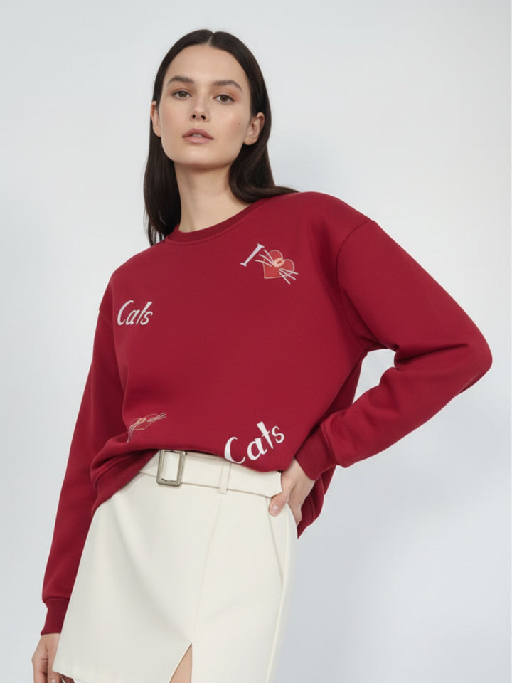 Fuchsia Graphic Printed Oversized Sweatshirt
