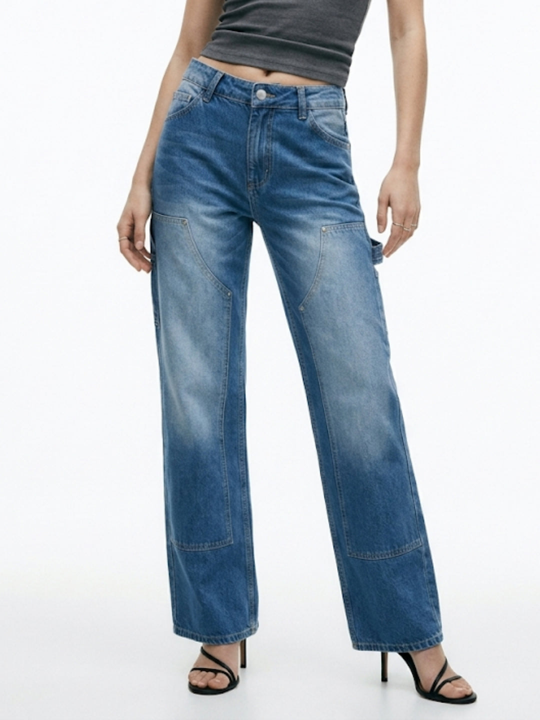 Blue High Waist Wide Leg Jeans
