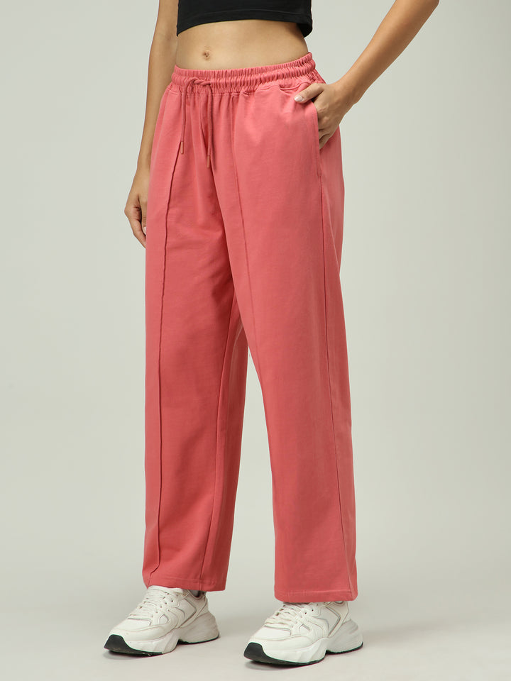Mauve Solid Pintucked Sweatpant