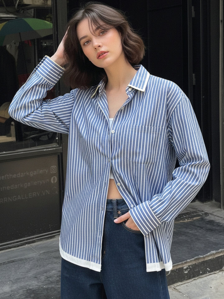 Blue Oversized Stripe Shirt