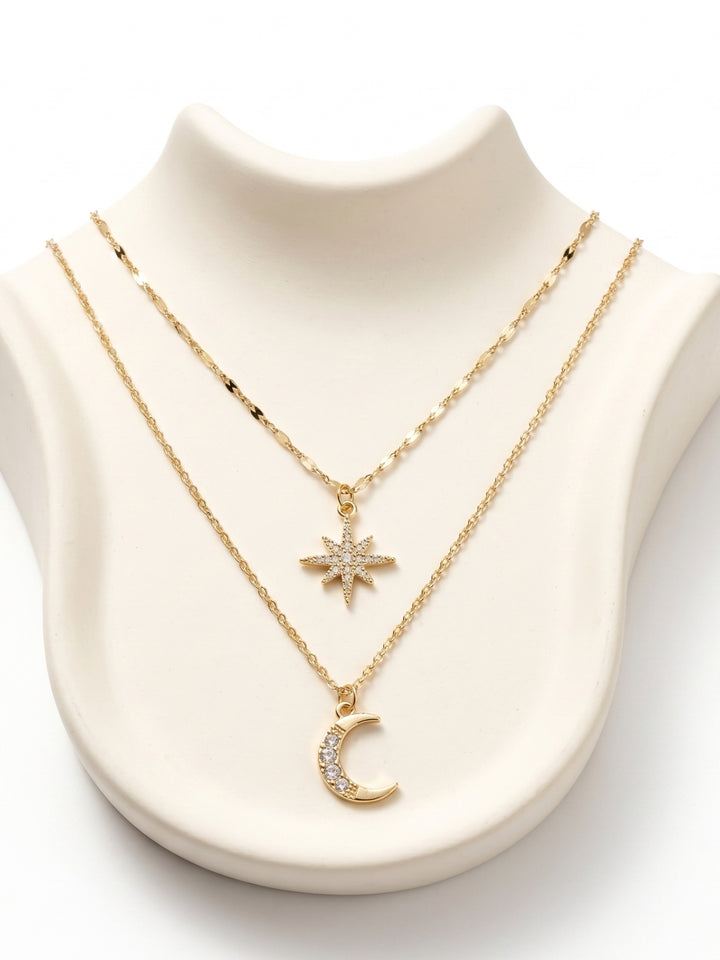 Gold Layered Chain Necklace With Charms