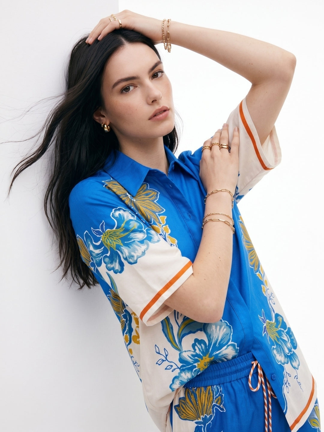 Blue Placement Printed Shirt And Pant Set