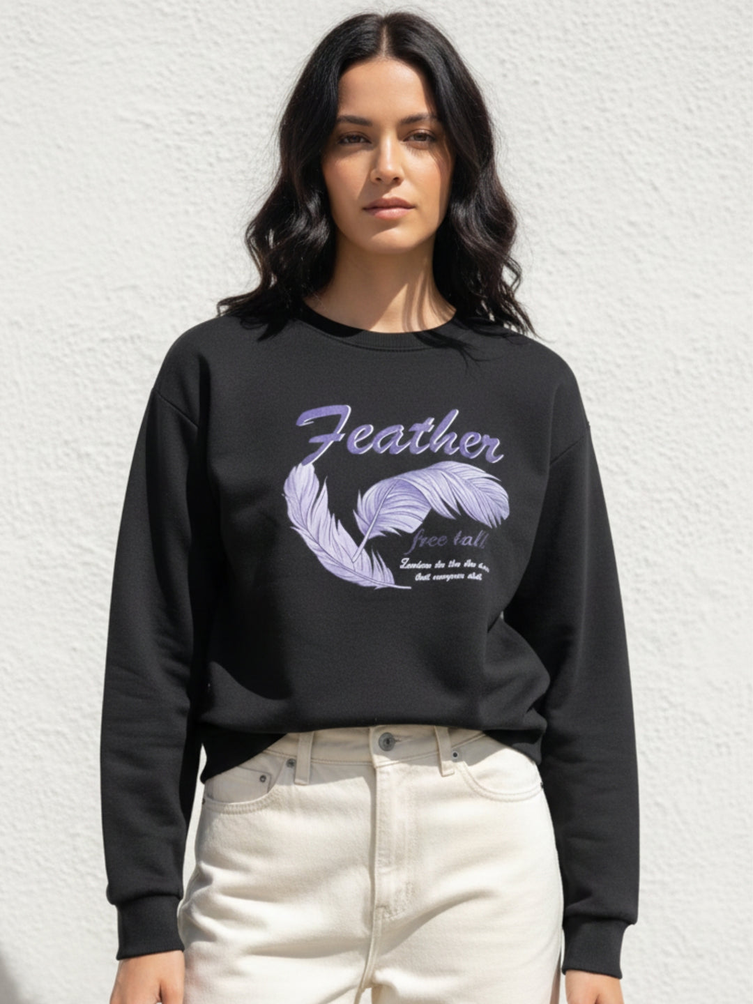 Black Graphic Printed Oversized Fleece Sweatshirt