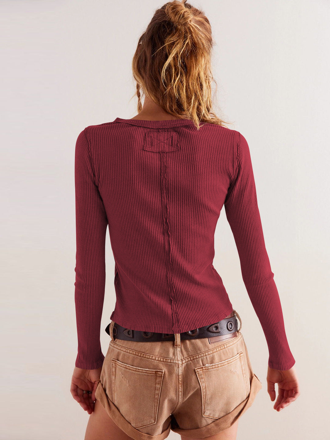 Maroon Full Sleeve Front Buttoned Top