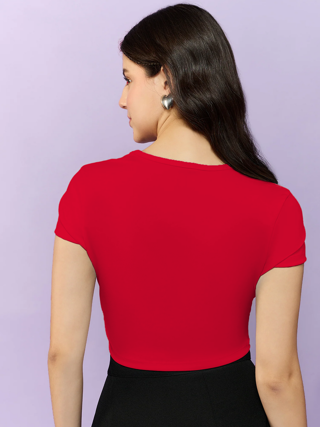 Red Basic Fitted Crop Top