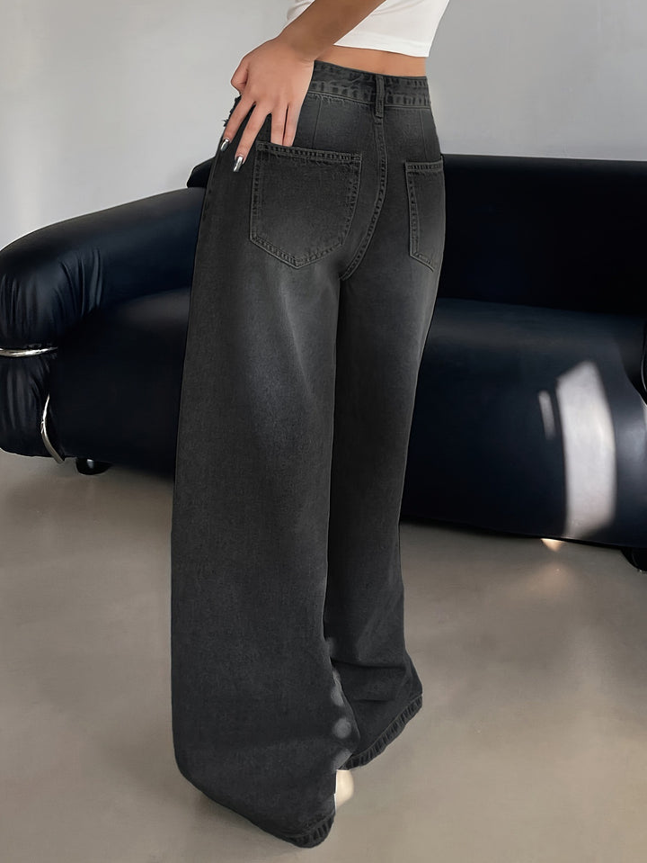 Black Tinted Washed Baggy Denim