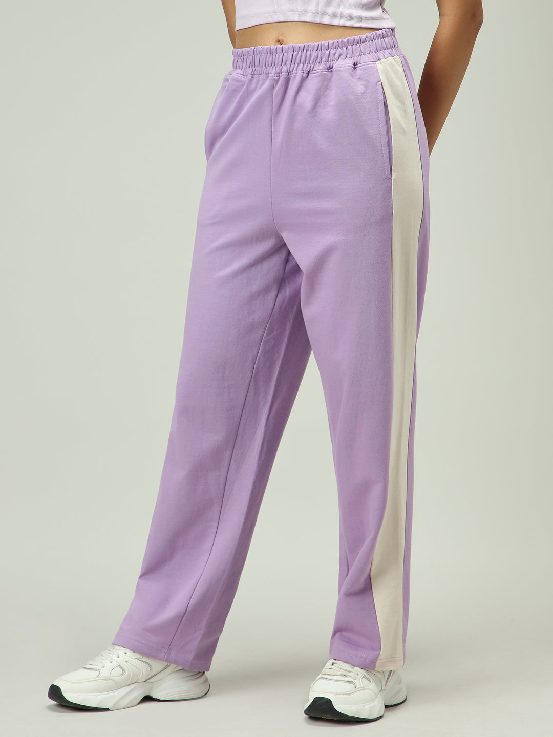 Lilac Contrast Striped Sweatpants
