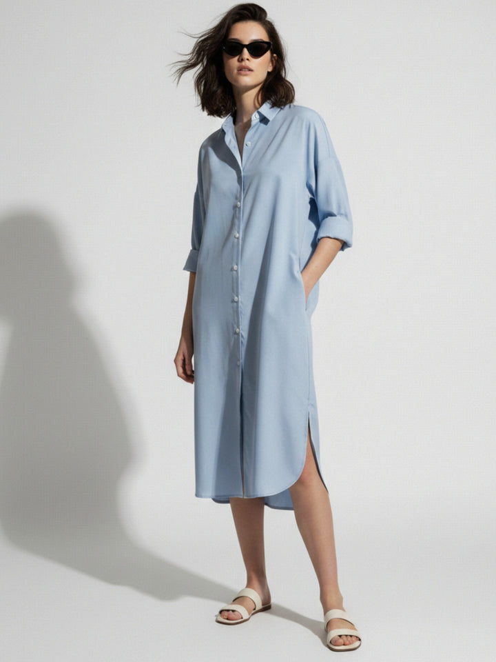 Blue Straight Fit Shirt Dress