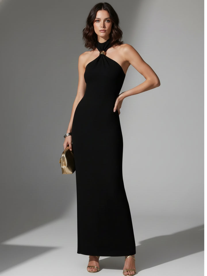Black Halter Neck Bodycon Dress