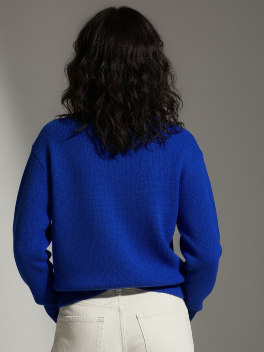 Blue Bold Flower Graphic Sweater