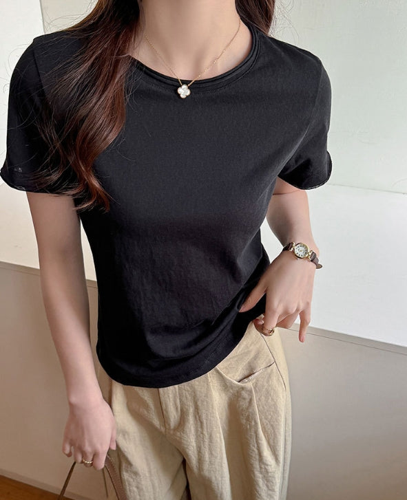 Black Round Neck Relaxed Fit T-Shirt