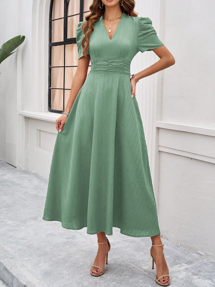 Sea Green Fit And Flare Midi Dress