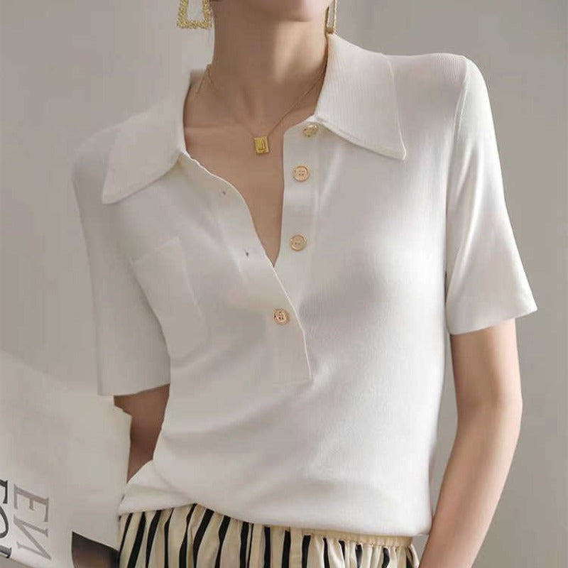 White Polo Neck T-Shirt