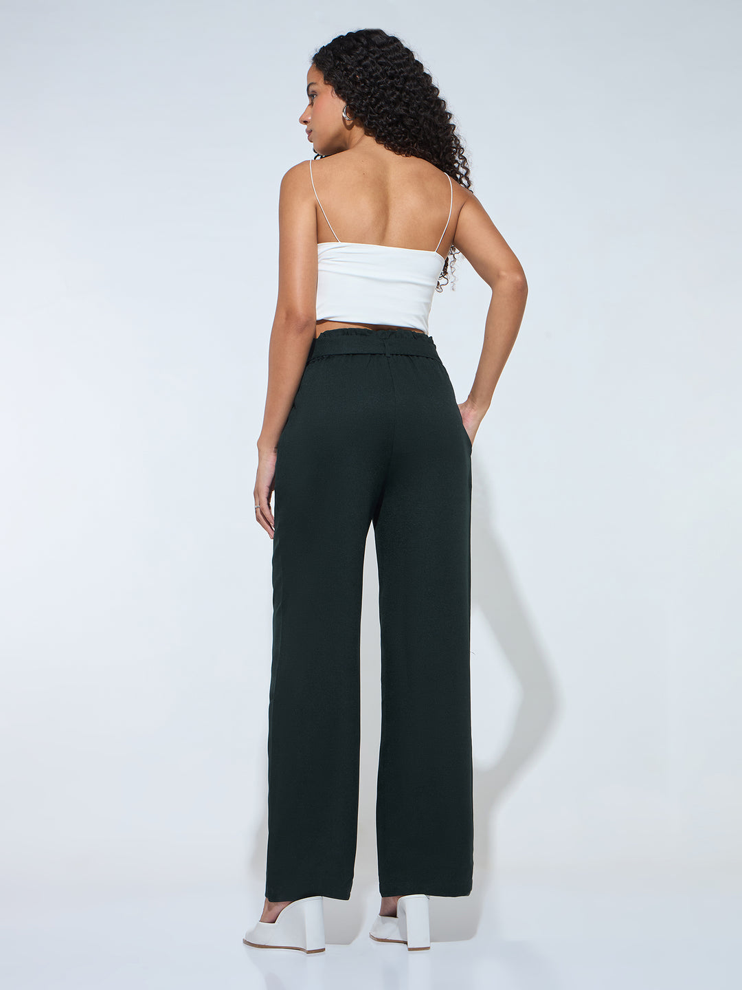 Green Paper Bag Tie Up Pant