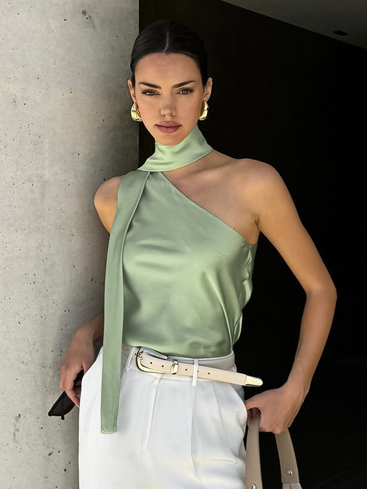 Green One Shoulder Top