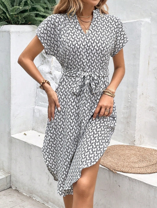 White Printed Shirt Dress
