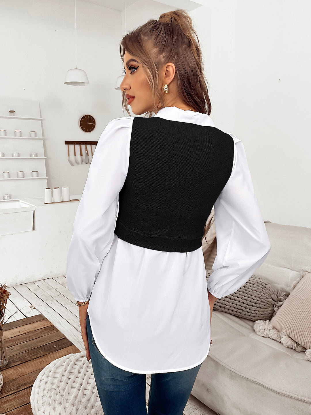 Black Towfer Detail Shirt