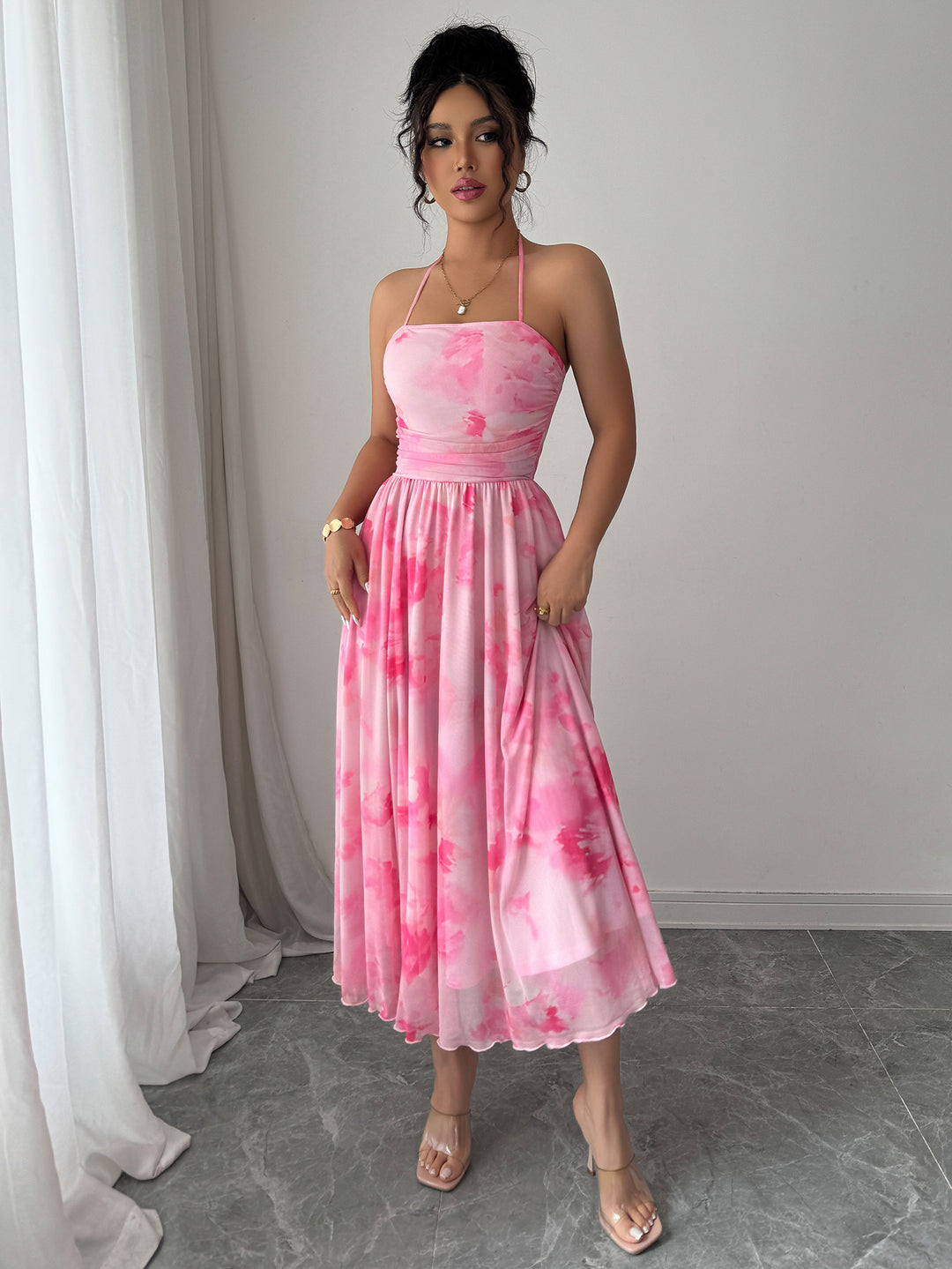 Pink Shoulder Strap Dress