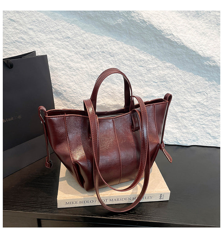 Red Classic Structured Shopper