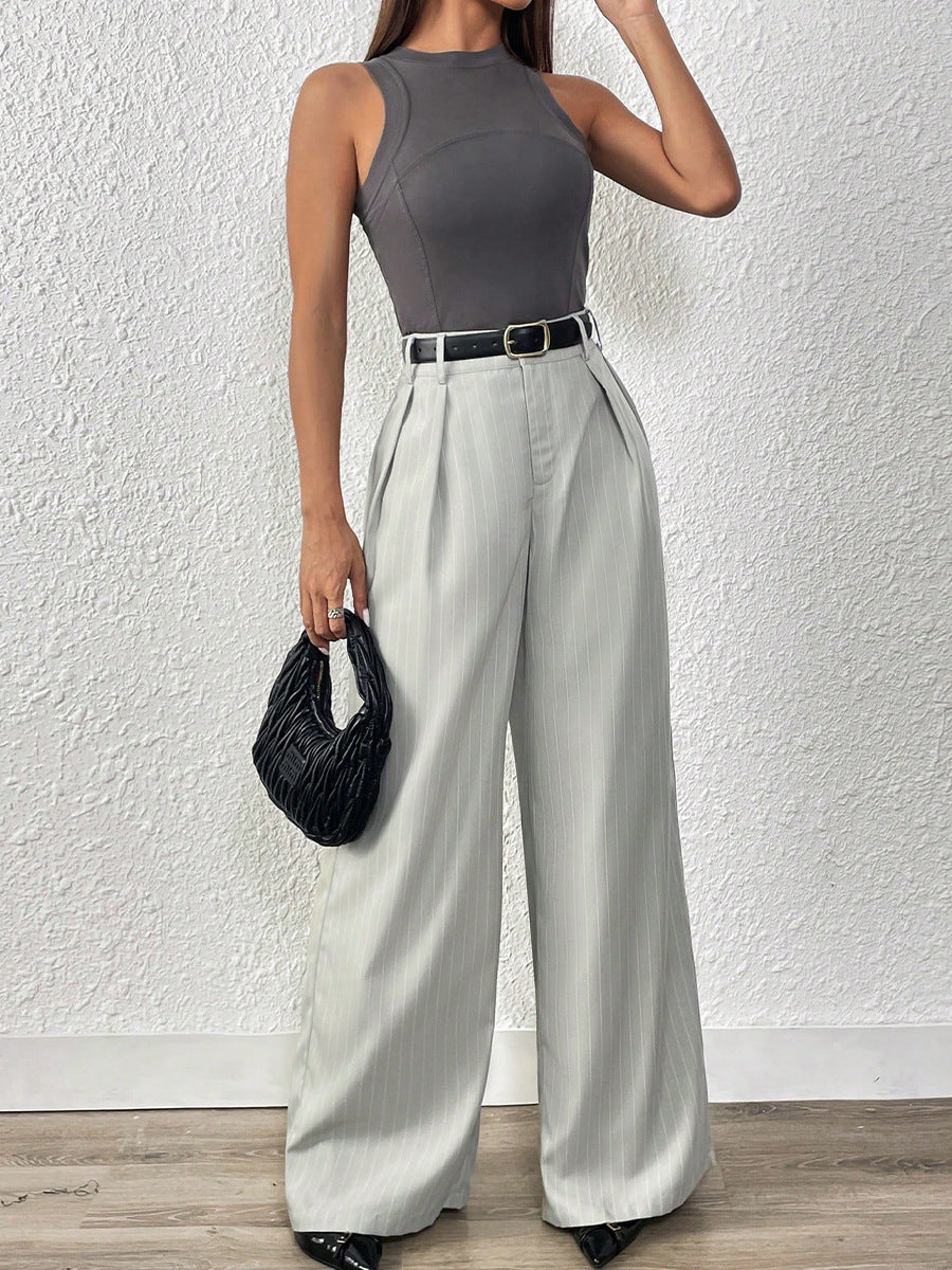 Grey Pleated Formal Trousers