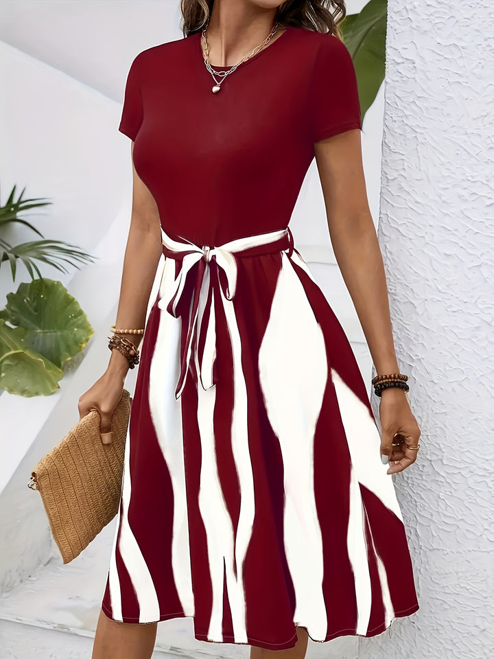 Red Printed Skater Dress