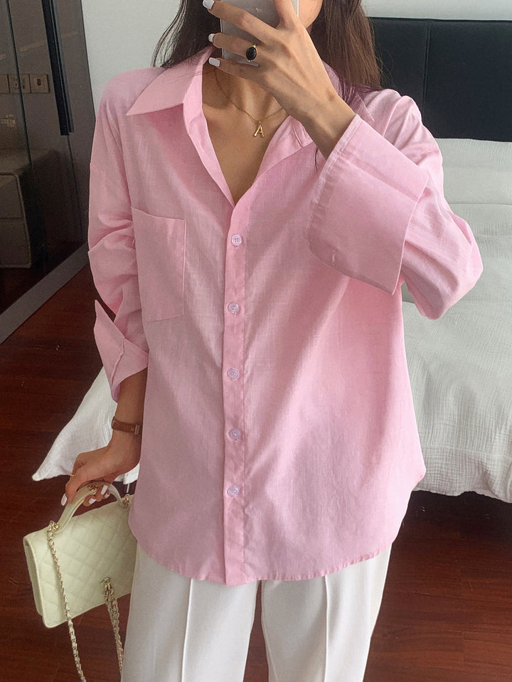 Pink Full Sleeve Button Down Collared Shirt