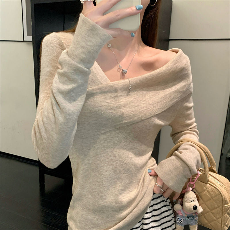 Beige Knit Full Sleeve Top