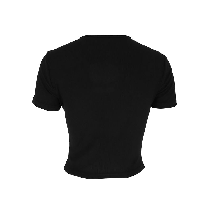 Black Front Cutout Fitted Top