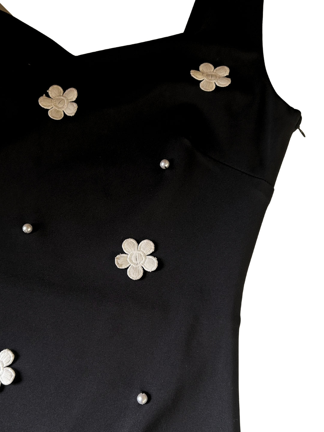 Black Sweetheart Neckline All Over Floral Detail Dress