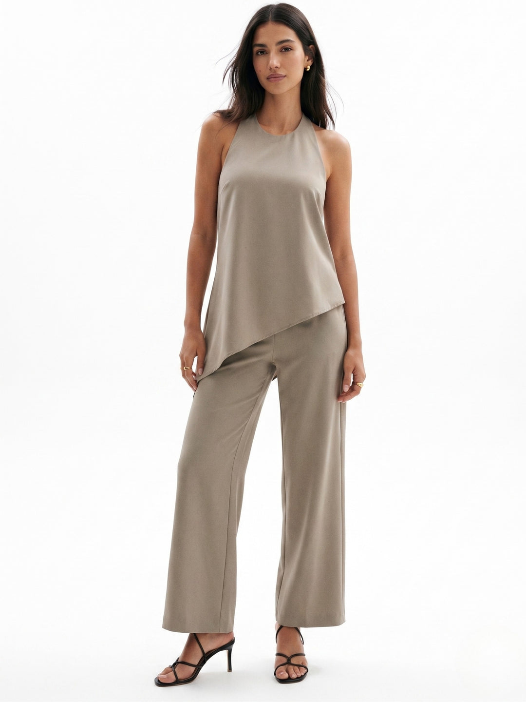 Grey Sleeveless Top And Pant Set