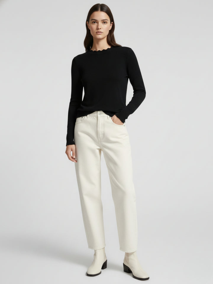 Black Full Sleeve Crew Neck Regular Sweater